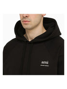 001 AMI PARIS  BLACK LOGOED HOODIE