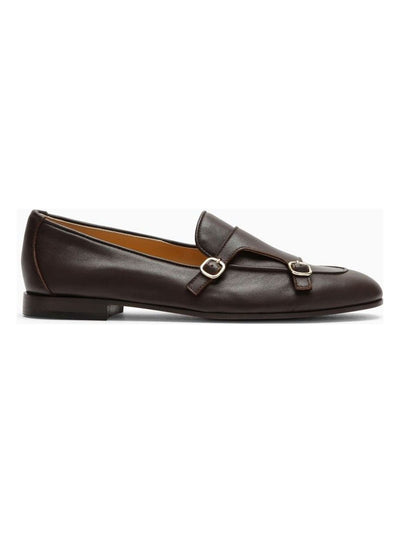 TM02 DOUCAL'S  BROWN LEATHER DOUBLE BUCKLE LOAFER