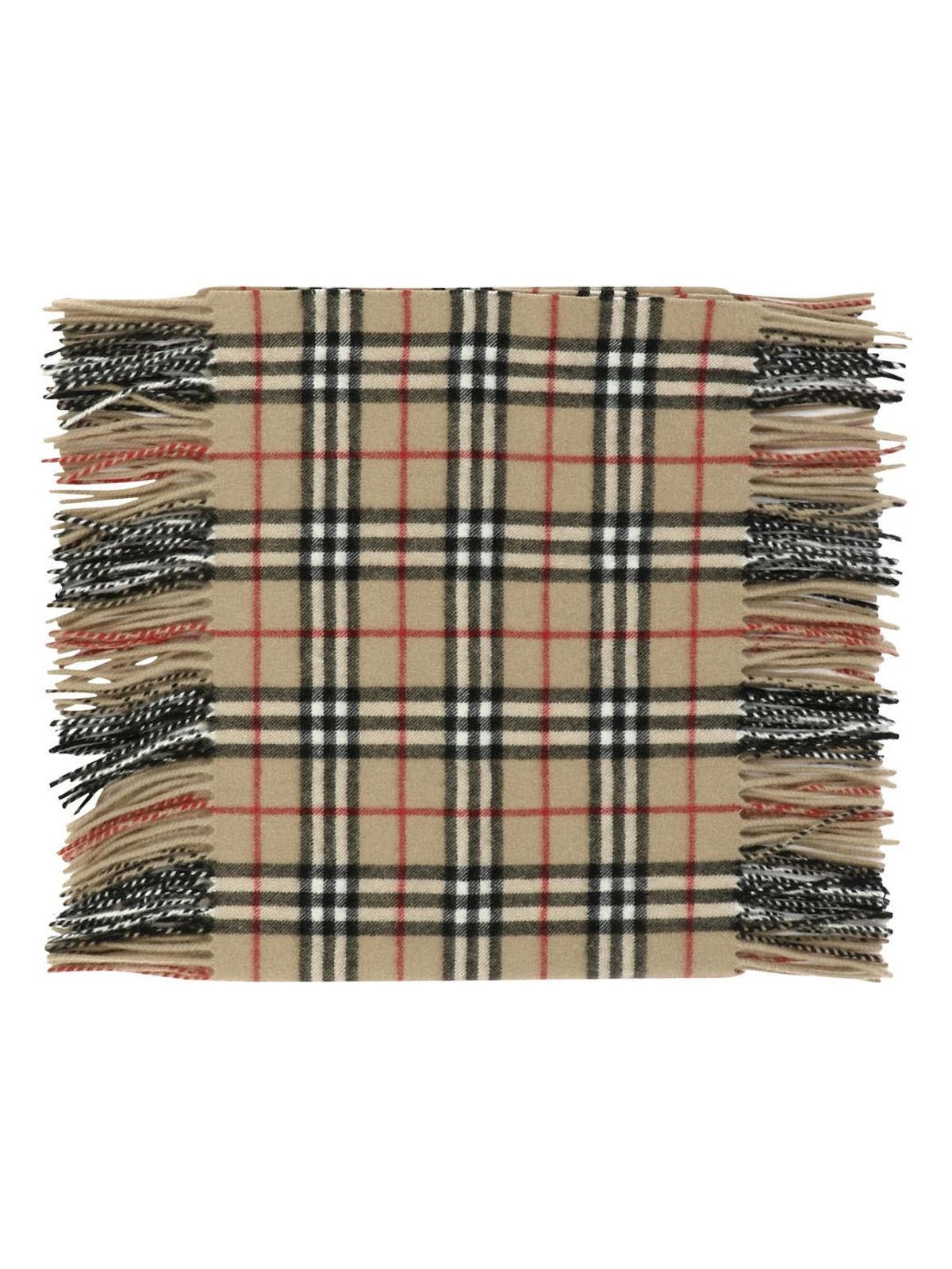 Beige BURBERRY CHECK CASHMERE HAPPY SCARF
