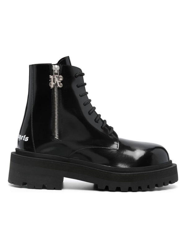 1000 PALM ANGELS LEATHER COMBAT BOOTS