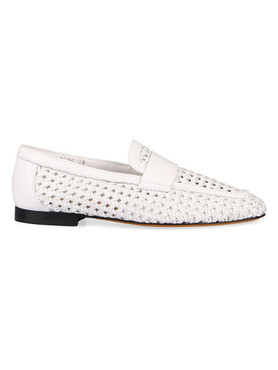 NW00 DOUCAL'S  WHITE WOVEN LEATHER MOCCASIN