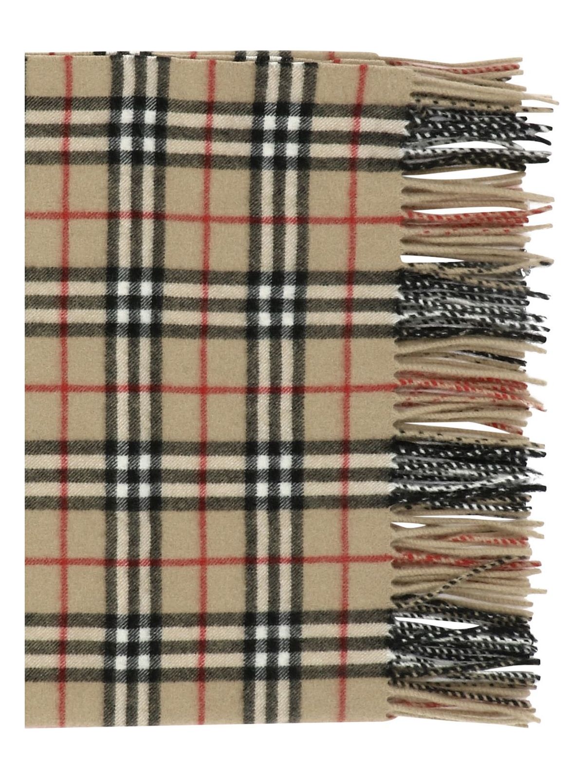 Beige BURBERRY CHECK CASHMERE HAPPY SCARF
