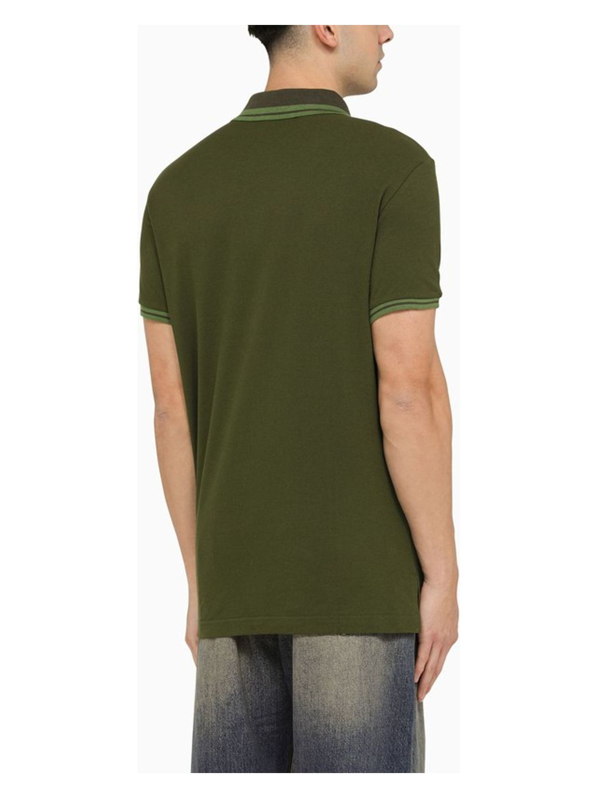V9524 ETRO  GREEN SHORT-SLEEVED POLO SHIRT WITH LOGO EMBROIDERY