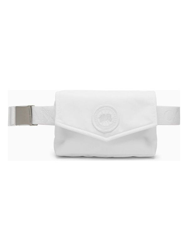 25 CANADA GOOSE  WHITE NYLON FANNY PACK WITH LOGO PATCH