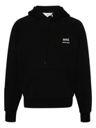 001 AMI PARIS  BLACK LOGOED HOODIE