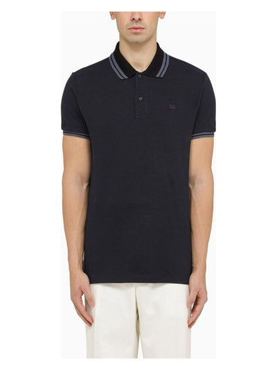 B0665 ETRO  BLUE SHORT-SLEEVED POLO SHIRT WITH LOGO EMBROIDERY