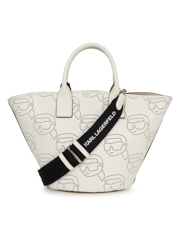A110 KARL LAGERFELD PERFORATED KARLITOS WHITE TOTE