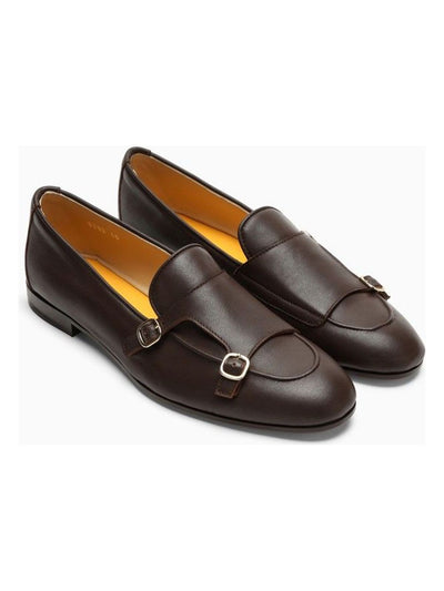 TM02 DOUCAL'S  BROWN LEATHER DOUBLE BUCKLE LOAFER