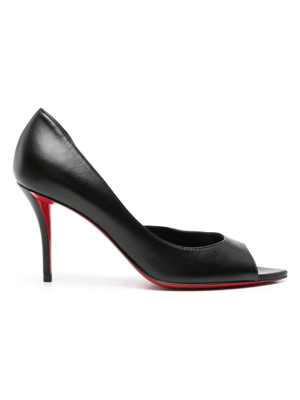 OPENAPOSTROPHAB439 CHRISTIAN LOUBOUTIN SMOOTH GRAIN POINTED OPEN TOE SLIP-ON STYLE 80MM STILETTO HEELS