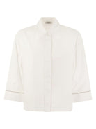 001 PESERICO PLAIN COTTON POPLIN SHIRT