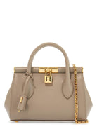 8I399 DOLCE & GABBANA TAUPE LEATHER HANDBAG WITH LOCK