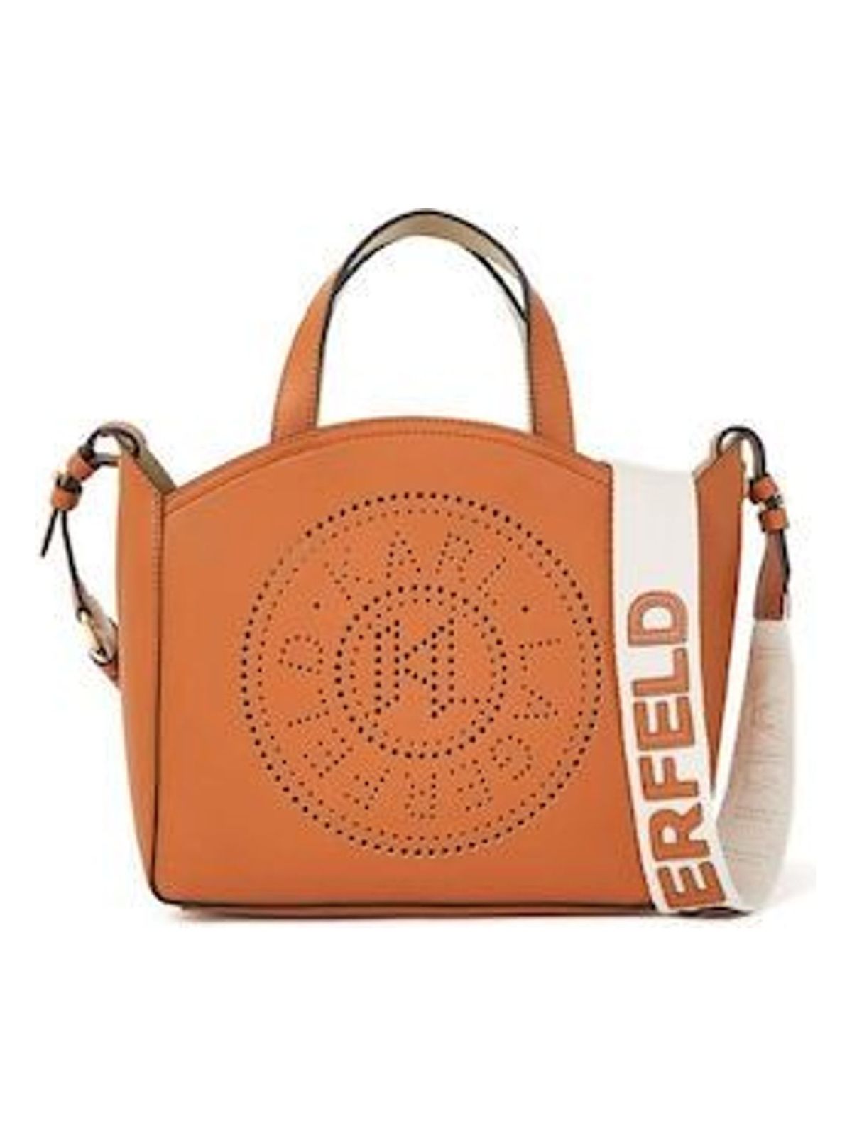 A774 KARL LAGERFELD BROWN TOTE WITH PERFORATED ROUND LOGO