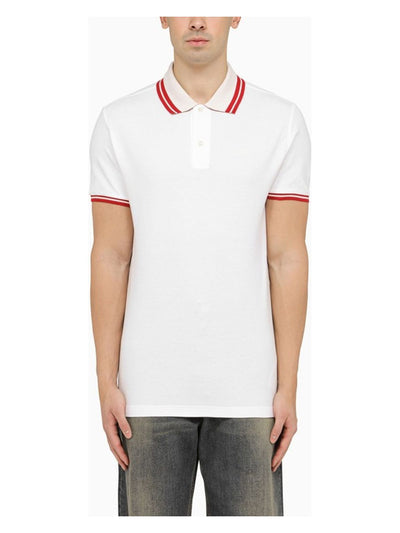 W0800 ETRO  WHITE SHORT-SLEEVED POLO SHIRT WITH LOGO EMBROIDERY