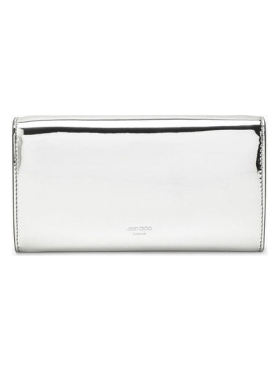 SI JIMMY CHOO  AVENUE SILVER LEATHER CHAIN WALLET
