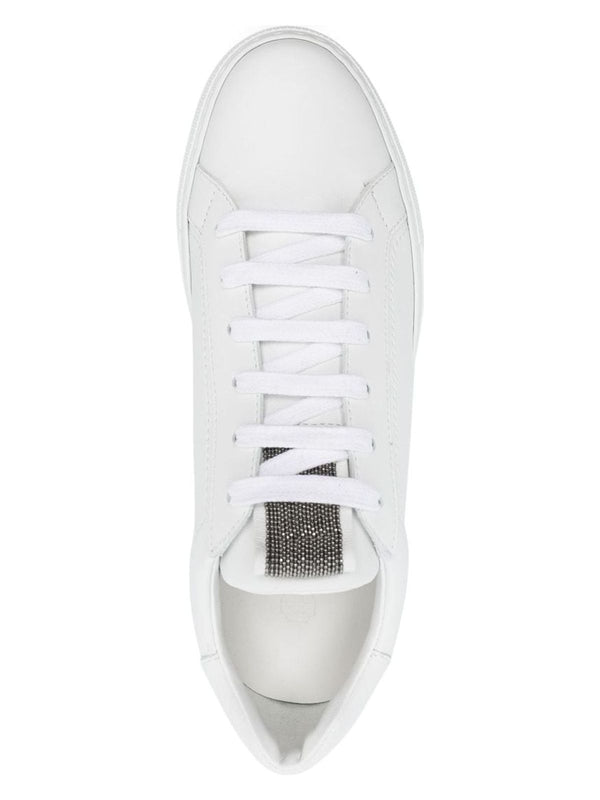 C7592 BRUNELLO CUCINELLI LEATHER SNEAKERS WITH PRECIOUS DETAILS