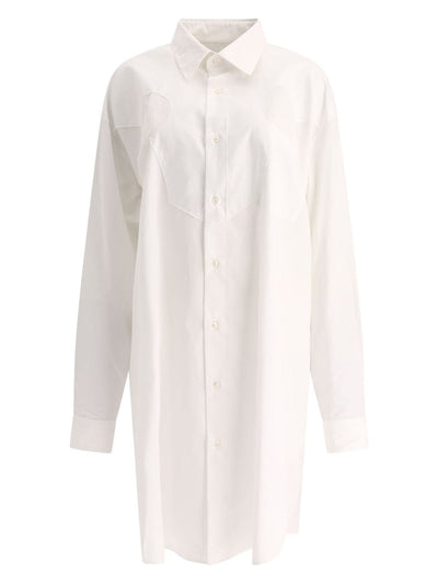 White MAISON MARGIELA COTTON POPLIN SHIRT DRESS