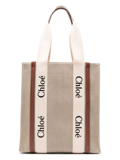 WOODY27S CHLOÉ WOODY CANVAS AND LEATHER TOTE BAG