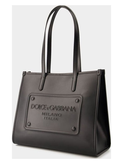 80999 DOLCE & GABBANA EMBOSSED PLAQUE TOTE BAG 