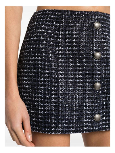 F42501844 ALESSANDRA RICH SEQUIN CHECKED TWEED MINI SKIRT