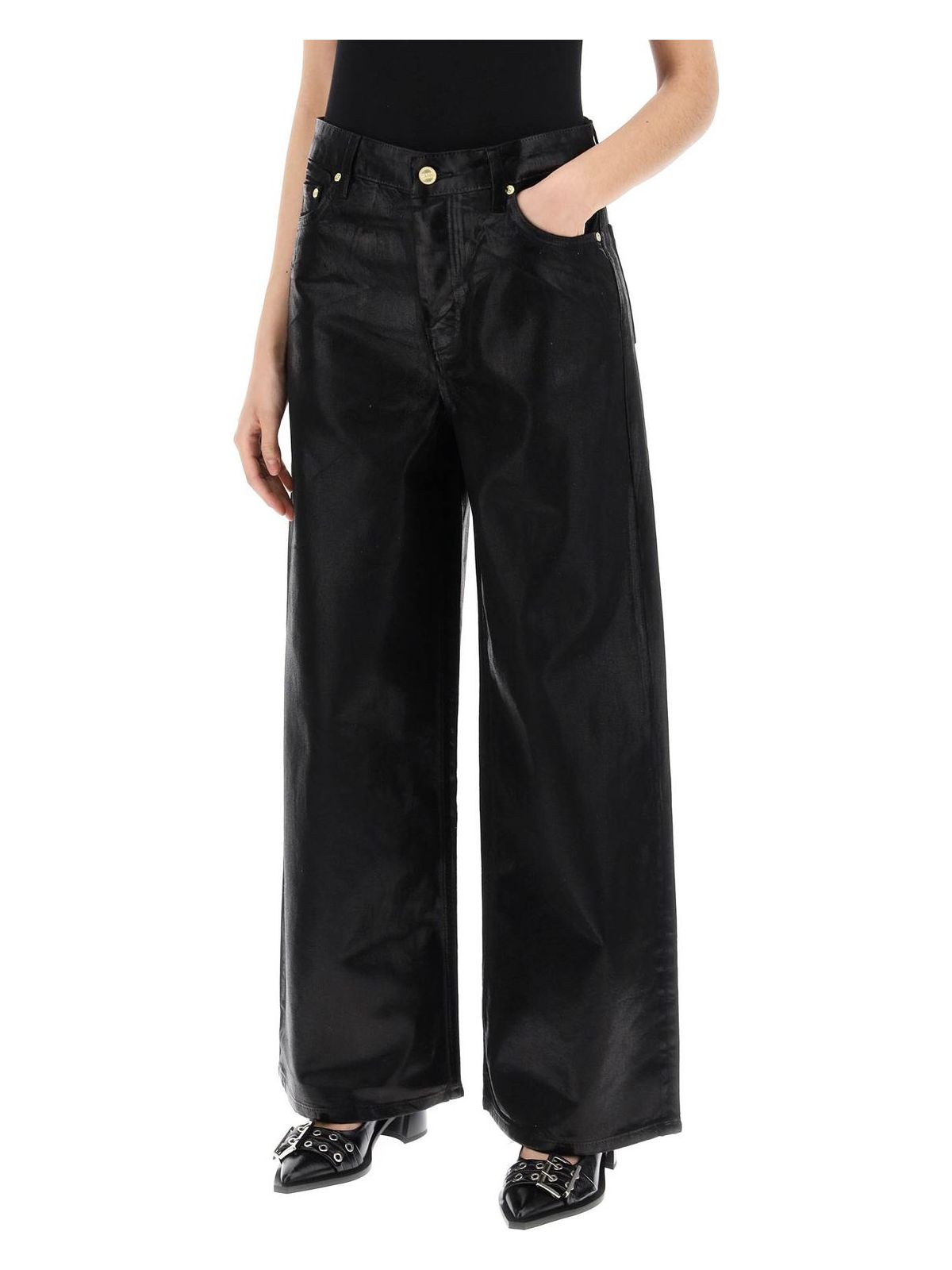 099 GANNI LAMINATED FINISH JEANS WITH