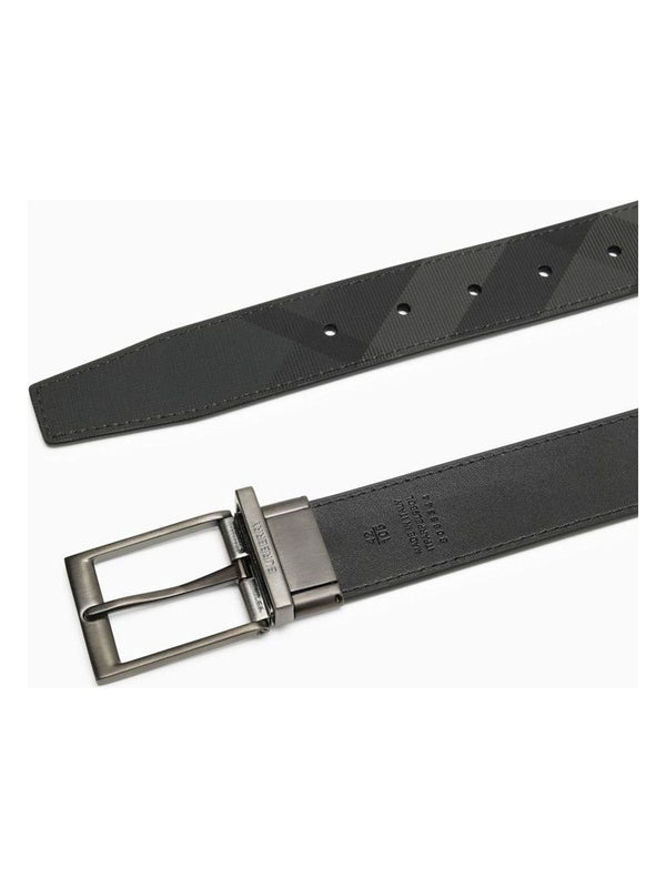 A1208 BURBERRY SMOKE BLACK/GRAPHITE VINTAGE CHECK BELT IN REVERSIBLE COATED CANVAS