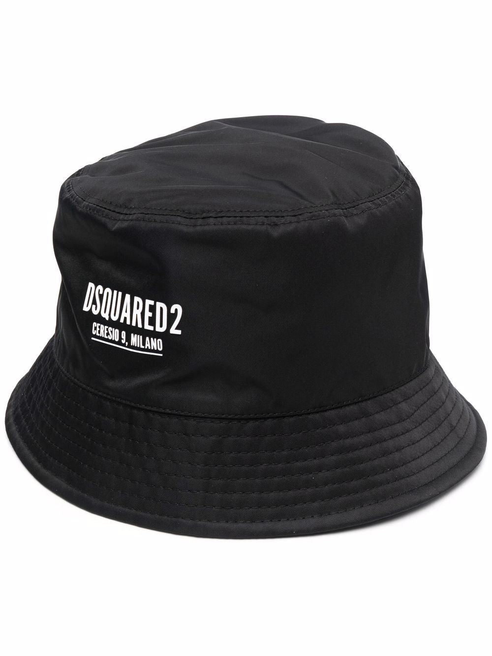 Black DSQUARED2 DSQUARED LOGO-PRINT BUCKET HAT