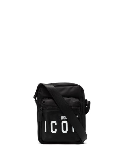 Black DSQUARED2 ICON LOGO-PRINT MESSENGER BAG