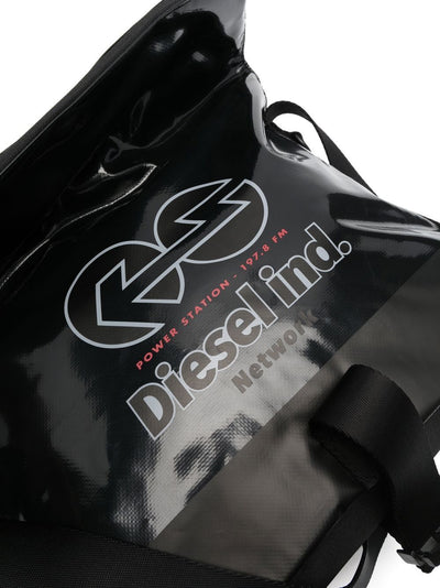 Black DIESEL LOGO-PRINT DETAIL SHOULDER BAG