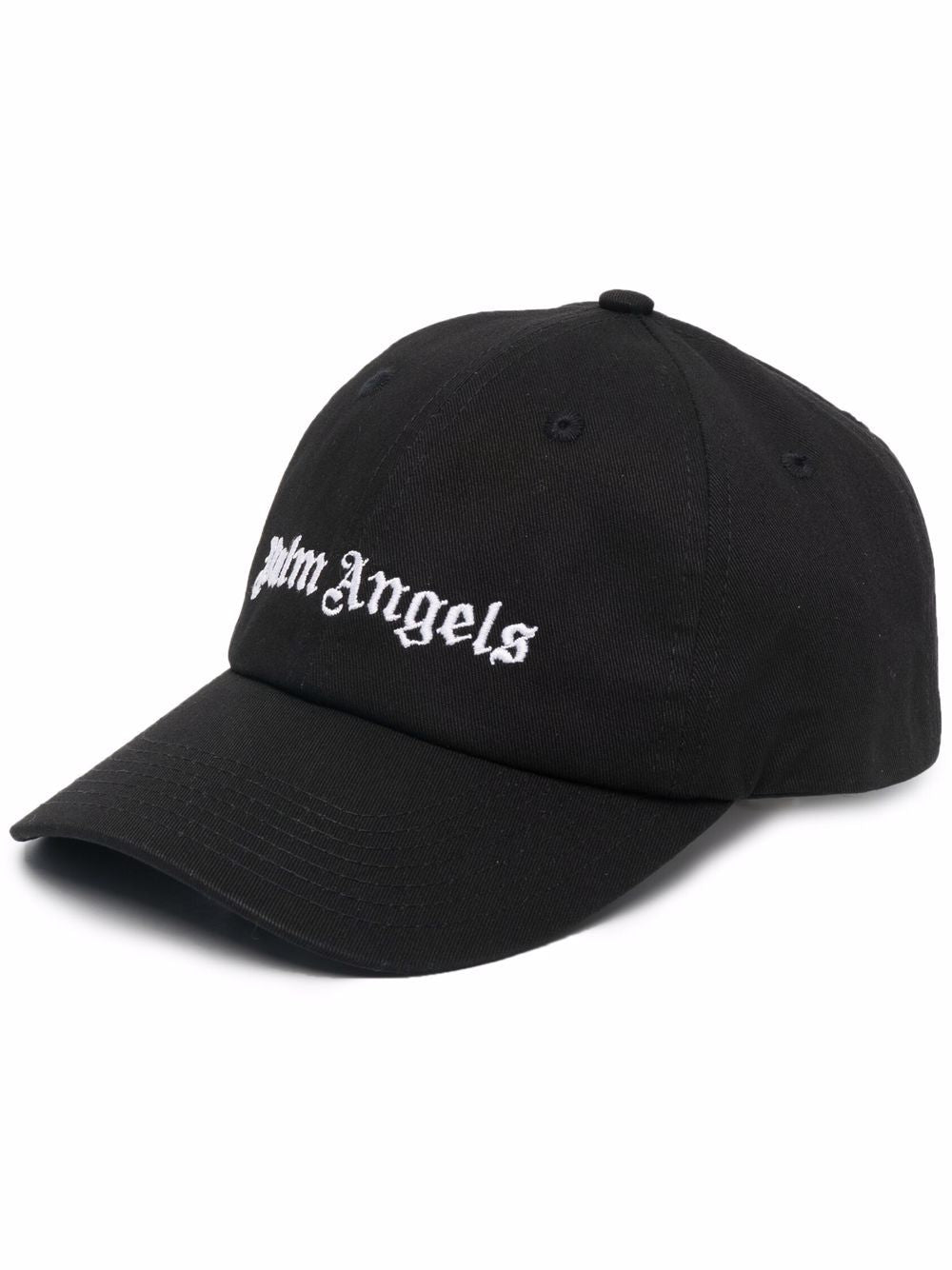 Black PALM ANGELS LOGO-EMBROIDERED COTTON CAP