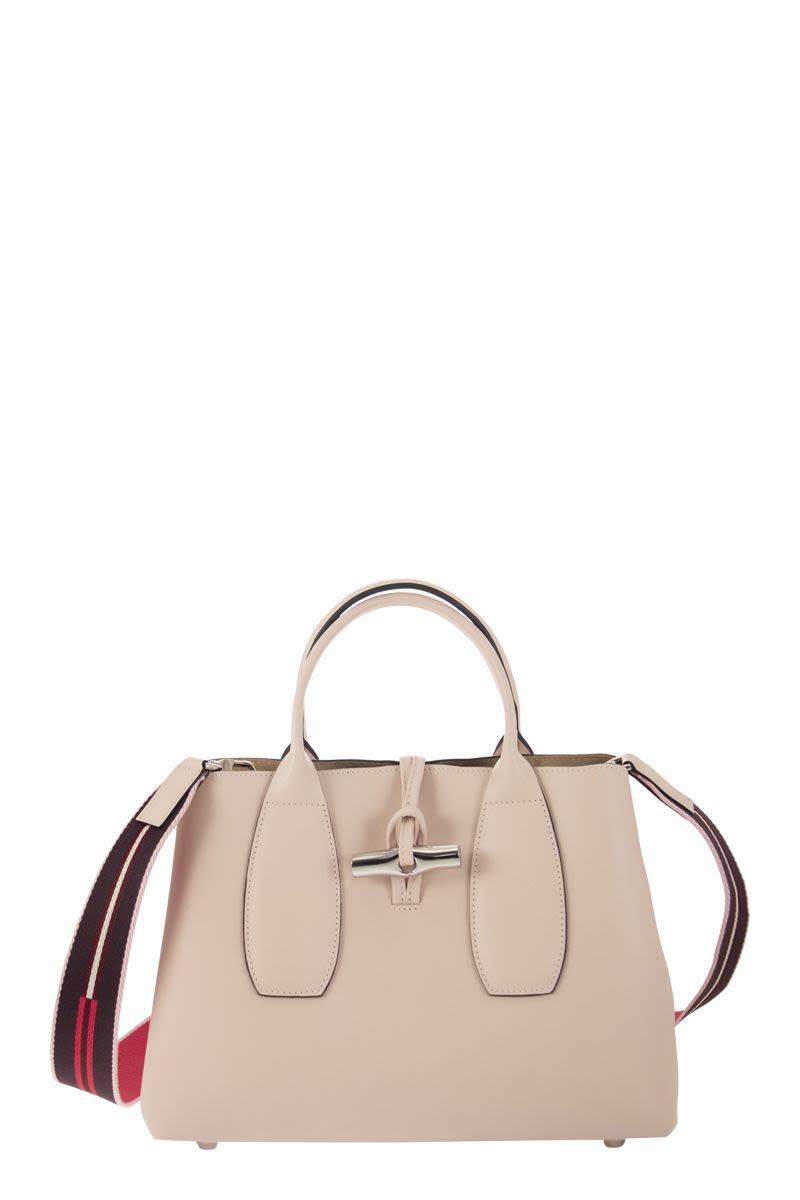 Longchamp - Authenticated Roseau Handbag - Leather Black Plain for Women, Never Worn
