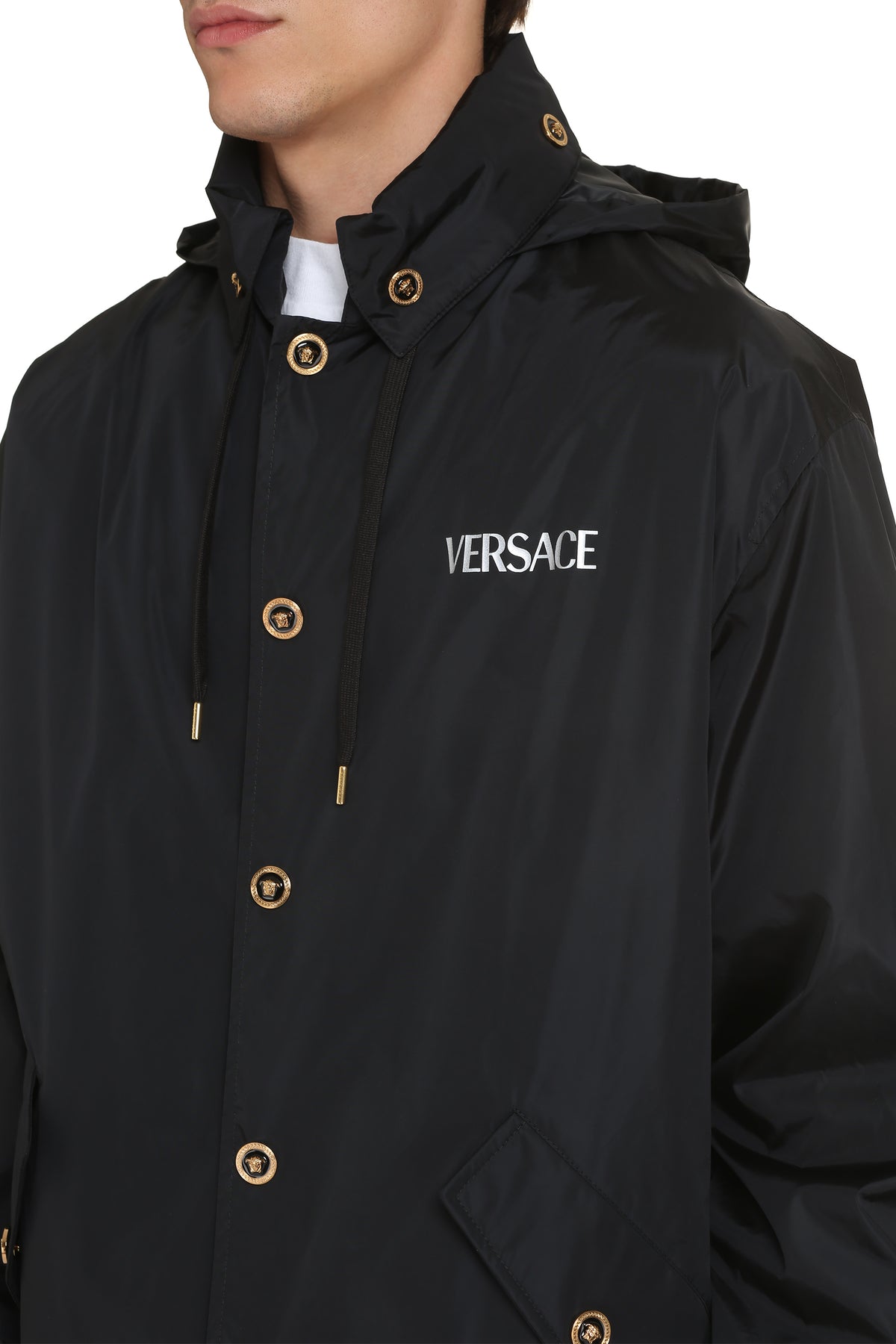 Versace Light Windbreaker Jacket With Medusa Buttons | LOZURI