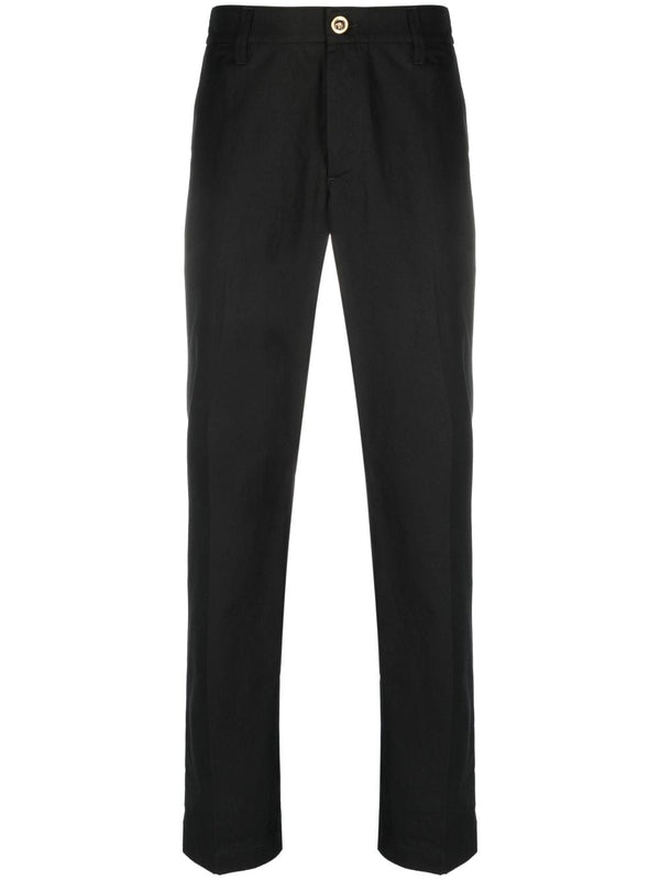 VERSACE JEANS COUTURE Velor Tapered Pants (Trousers) Black 40 | PLAYFUL