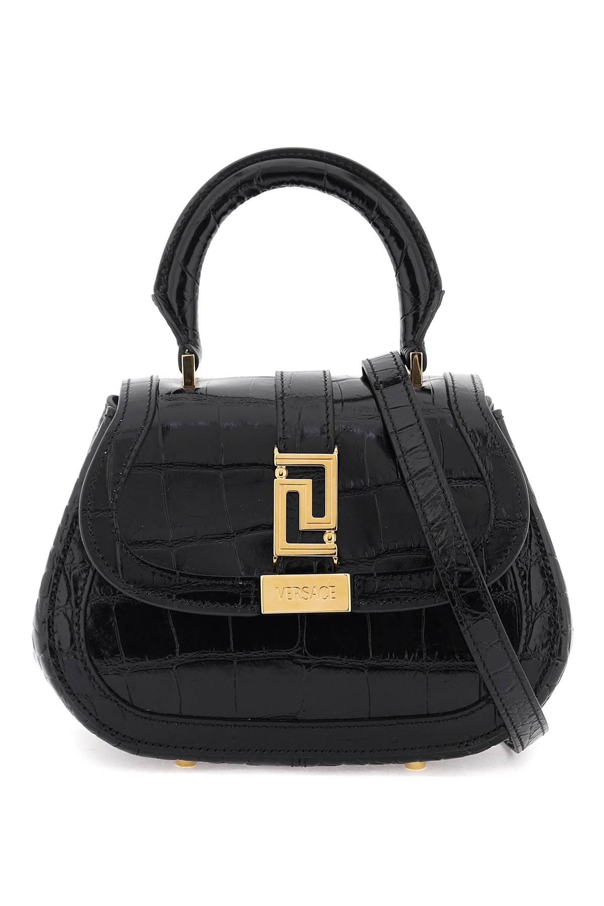 Versace Greca-plaque shoulder bag - Black