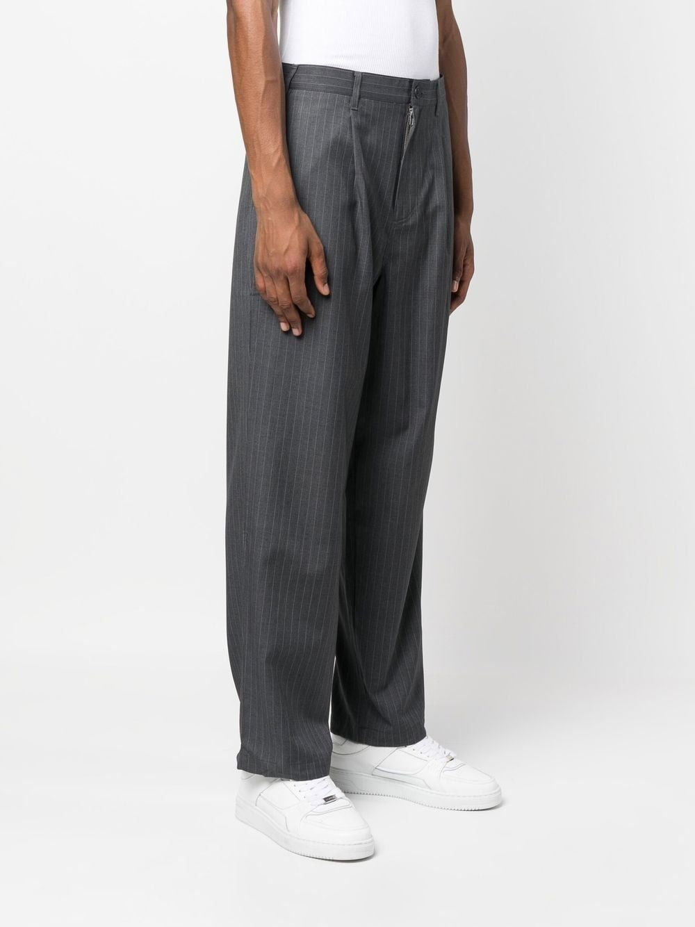 STRIPE VOLUME PLEATED TROUSER - BLACK / 30