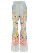 Light Blue ETRO PRINTED PALAZZO TROUSERS