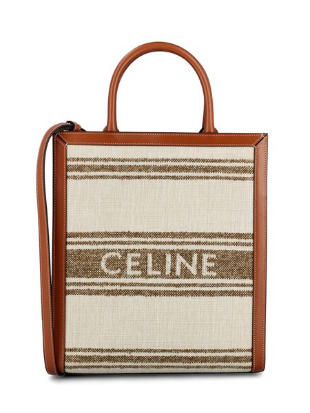 Celine Cabas Striped Raffia Tote Bag