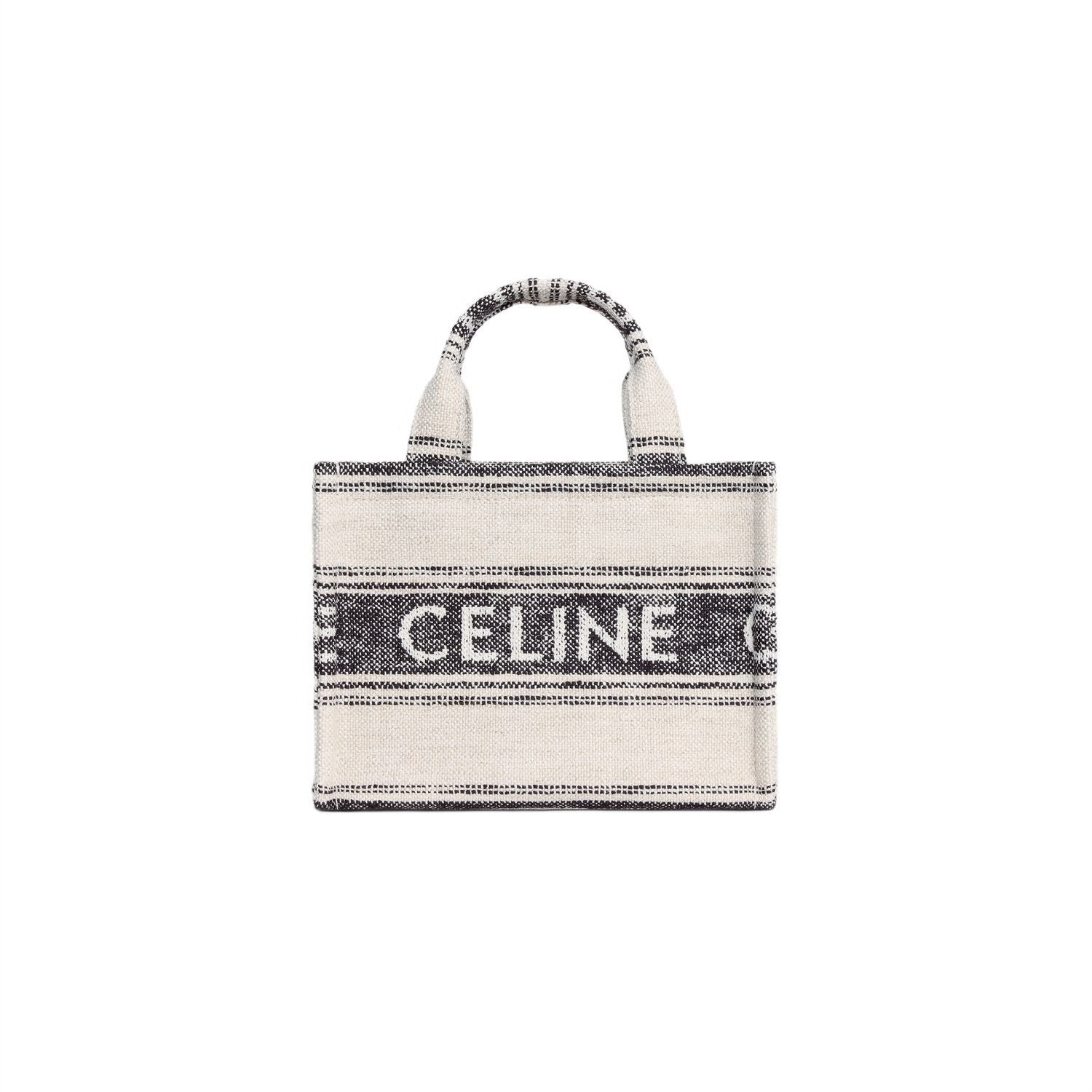 Celine Cabas Striped Raffia Tote Bag