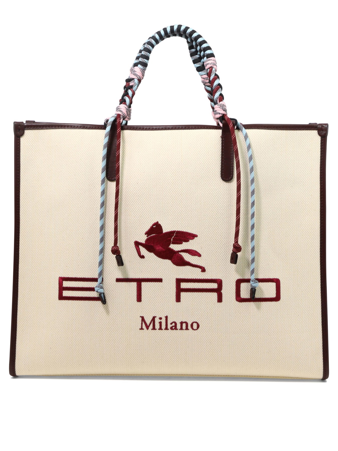 Etro Pink/Beige Printed Canvas And Leather Shoulder Bag Etro