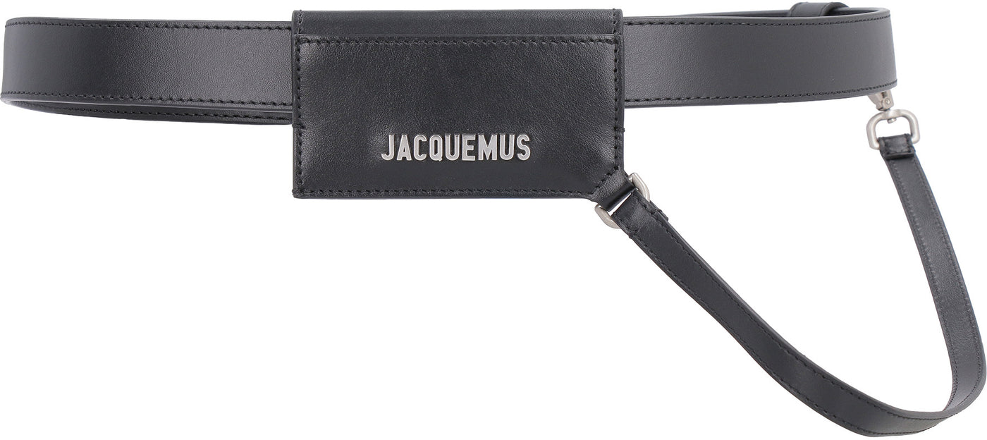 BLACK JACQUEMUS SMOOTH LEATHER BELT WITH BUCKLE