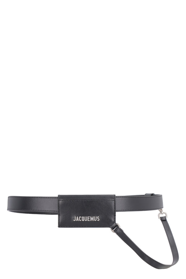 BLACK JACQUEMUS SMOOTH LEATHER BELT WITH BUCKLE