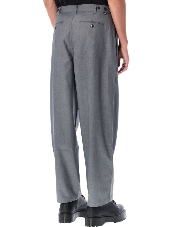 GREY STUSSY VOLUME PLEATED TROUSERS