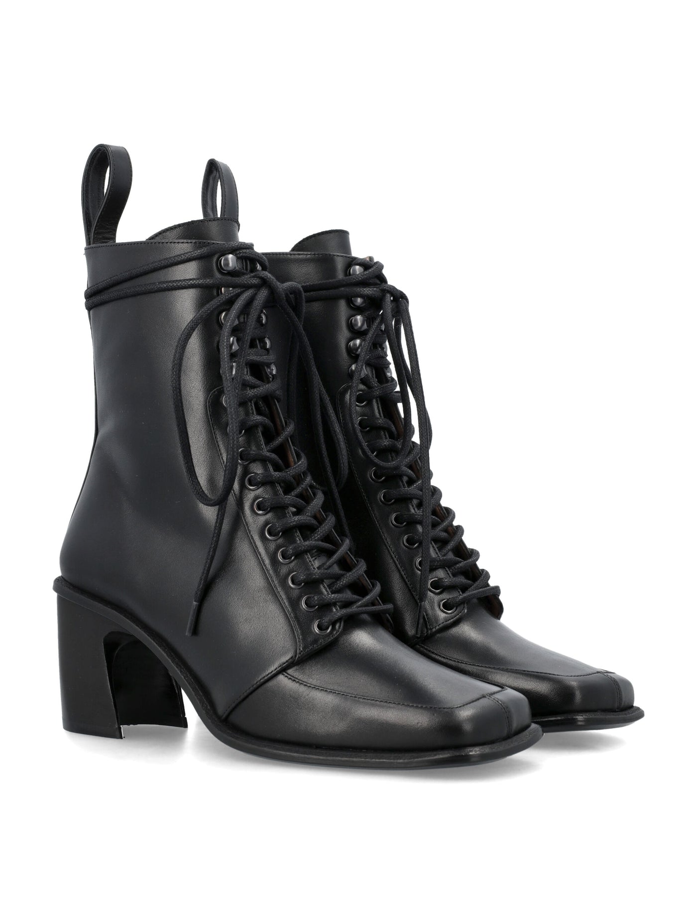 Marine Serre Leather Spoor Lace-Up Boots