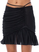 BLACK NENSI DOJAKA MINI SKIRT WITH ASYMMETRIC FRILL