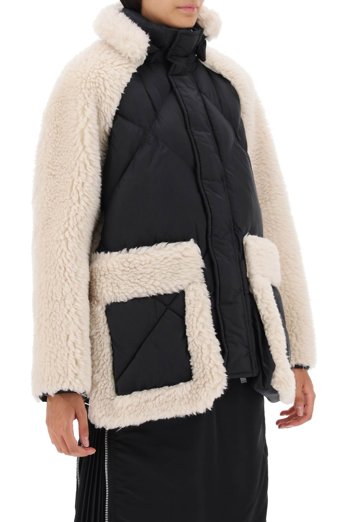 CONVERTIBLE JACKET IN RIPSTOP AND FAUX SHEARLING