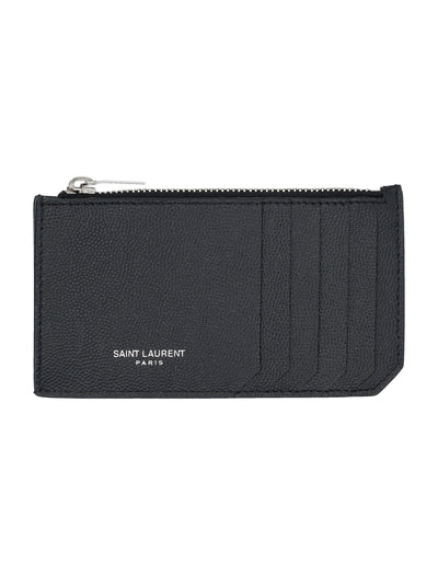 Saint Laurent Zip Fragments Leather Card Case