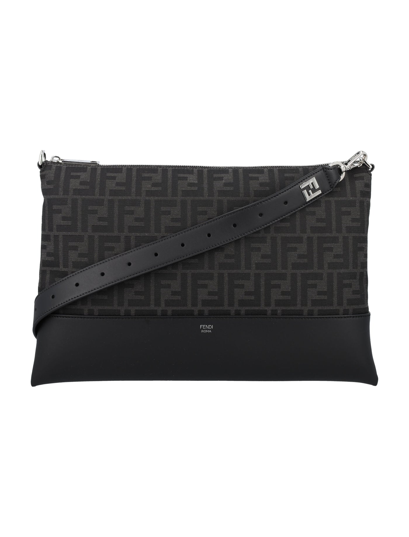 Fendi Baguette Pouch Jacquard FF Motif Grey/Black