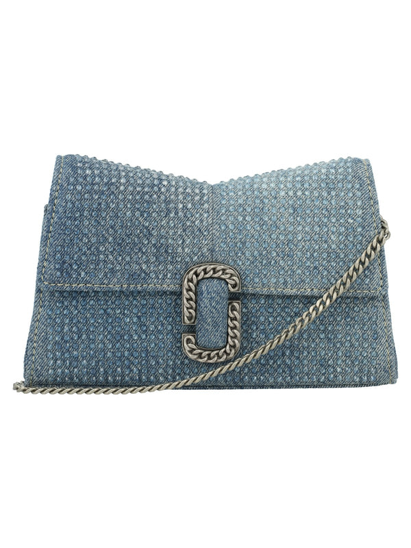 402 MARC JACOBS THE CHAIN WALLET DENIM CRYSTAL