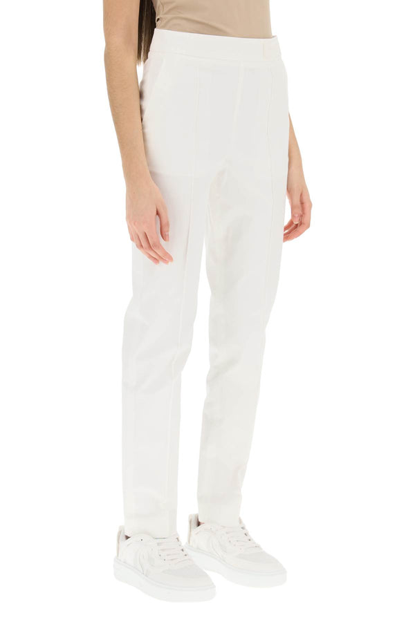 Fuchsia linen-cotton flat-front lightweight Cigarette Pants | Sumissura