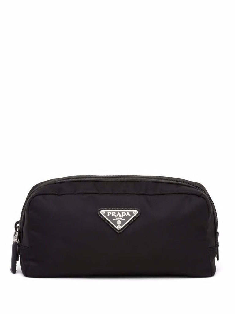 NERO PRADA PRADA LOGO PATCH TOILETRY BAG (2NA0452DMH)