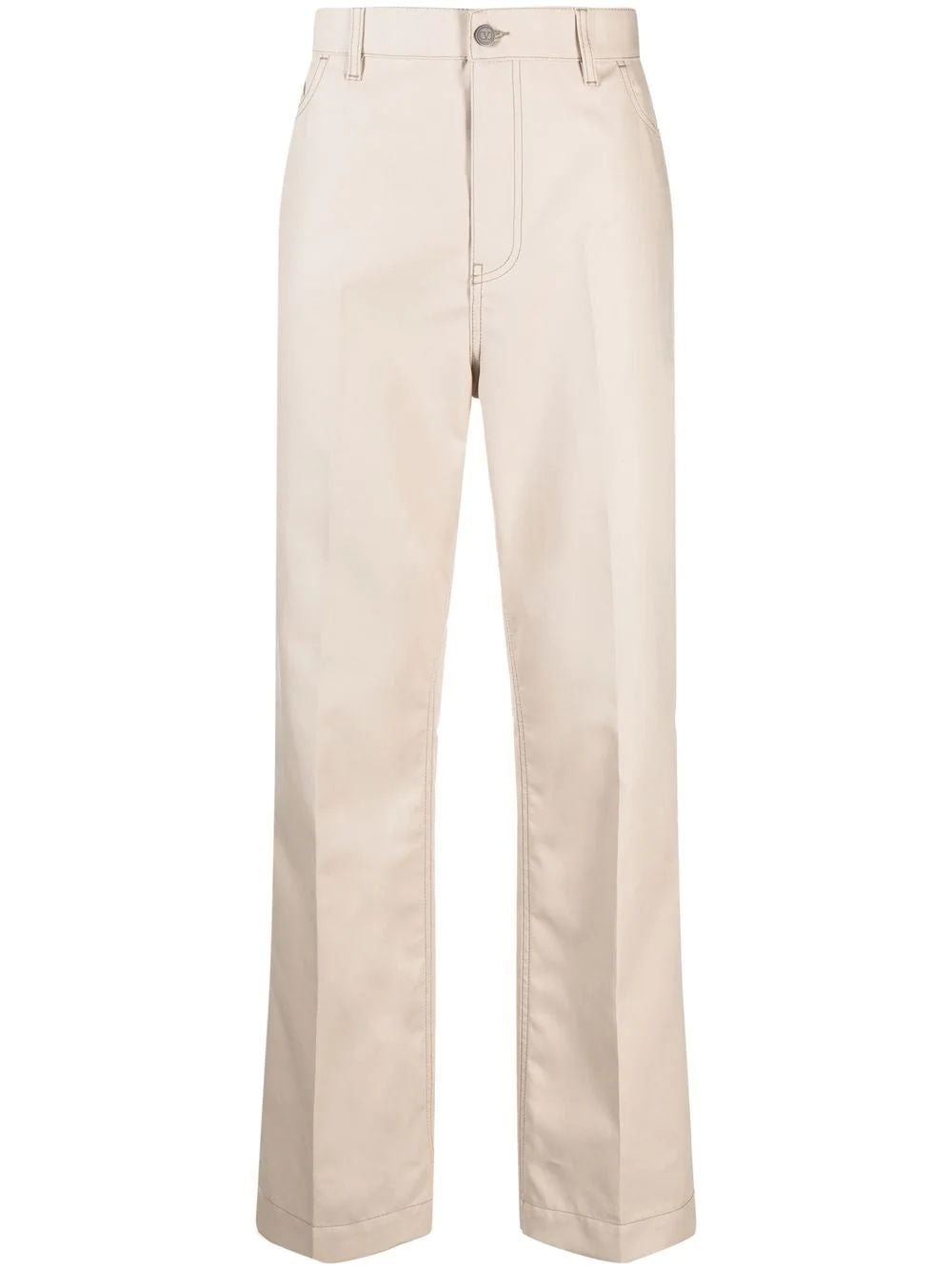 Valentino Side-stripe Straight Leg Trousers in Natural for Men | Lyst